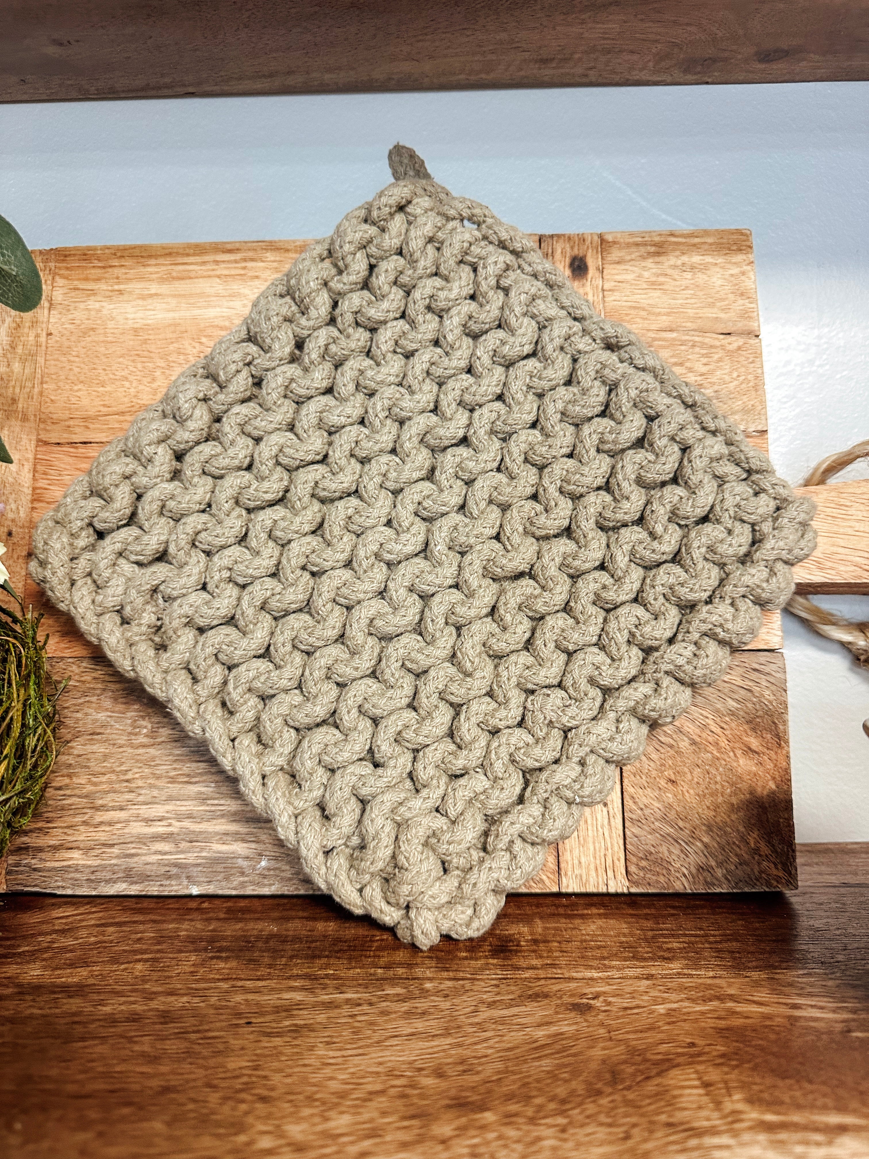 8 in. Square Crochet Potholder - Neutral Collection