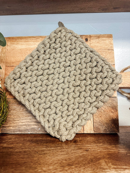 8 in. Square Crochet Potholder - Neutral Collection