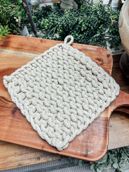 8 in. Square Crochet Potholder - Neutral Collection