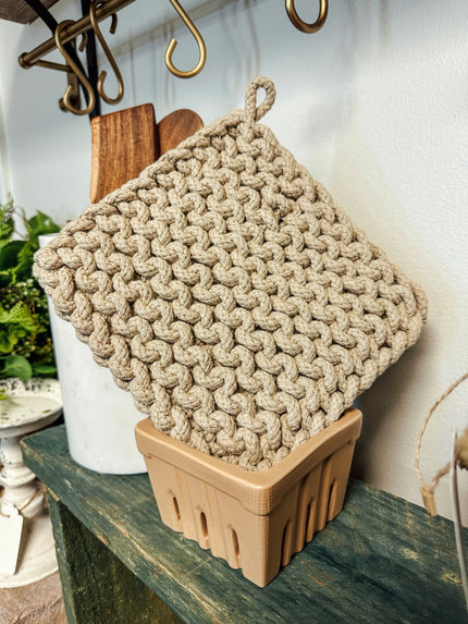 8 in. Square Crochet Potholder - Neutral Collection