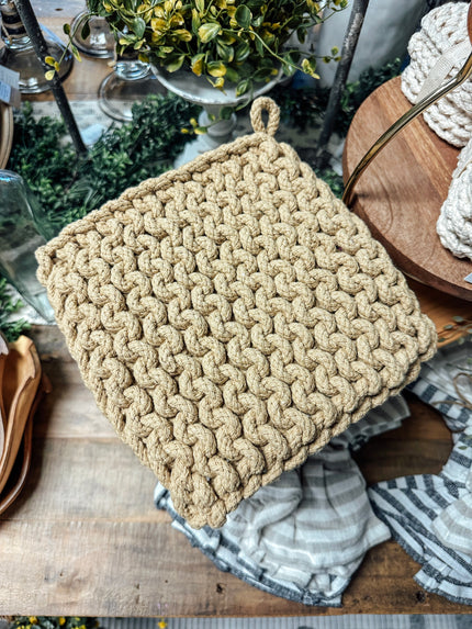 8 in. Square Crochet Potholder - Neutral Collection