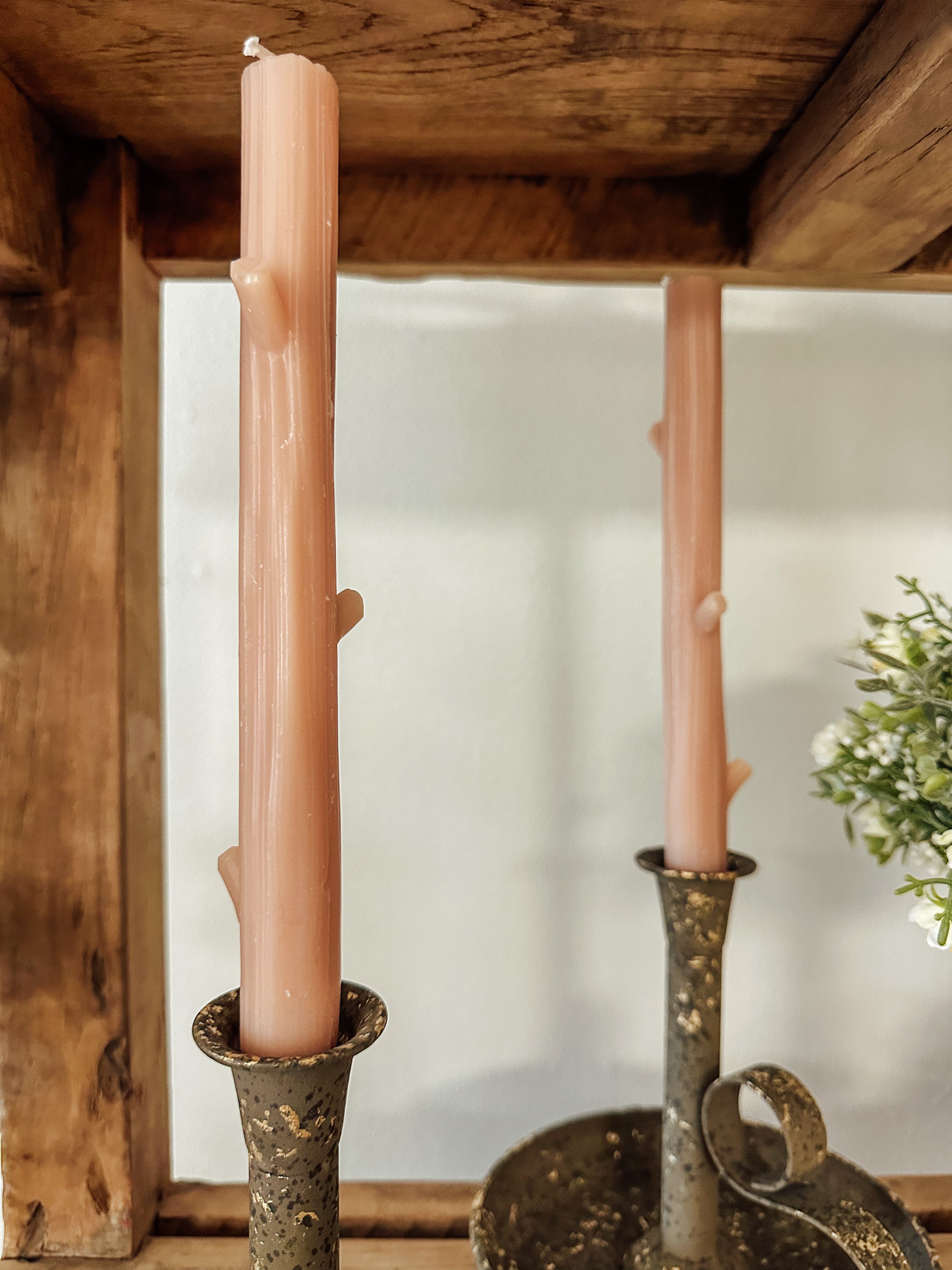 10.25 in. Tree Branch Tapper Candle 2-Piece Set