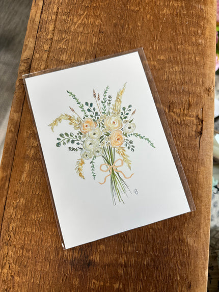 Neutral Floral Bouquet Art Print
