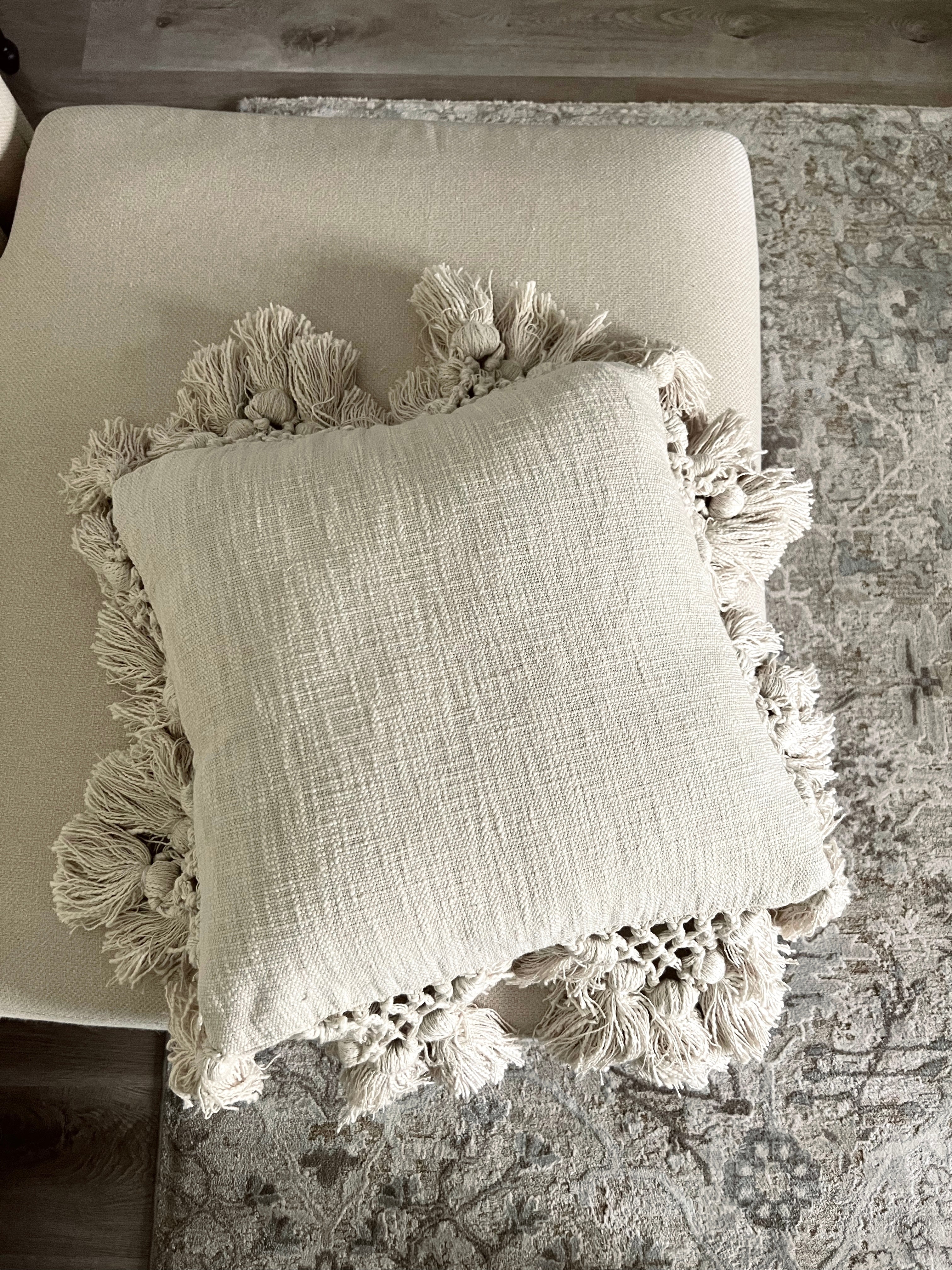 18 in. Crochet & Tassels Pillow Pillows 