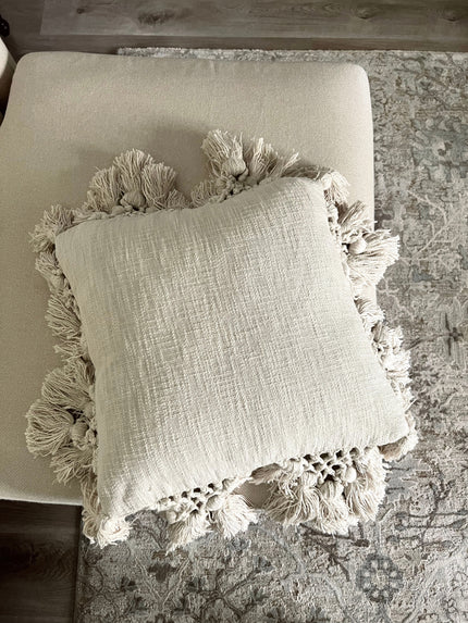 18 in. Crochet & Tassels Pillow Pillows 