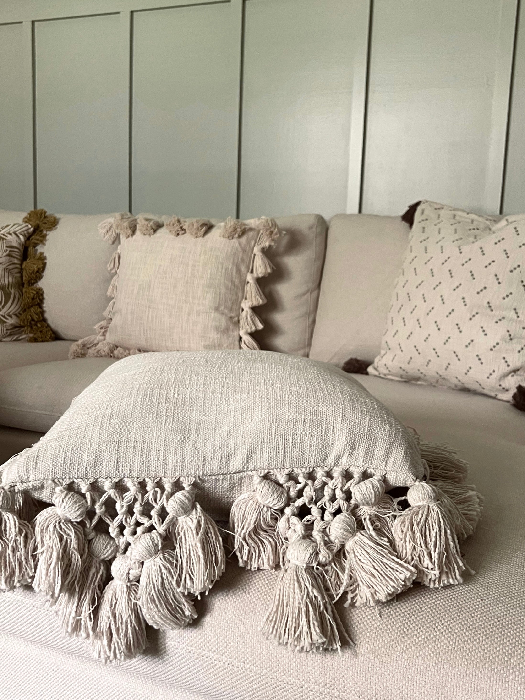 18 in. Crochet & Tassels Pillow Pillows 