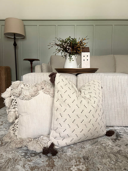 20 in. Dot Embroidery & Tassels Pillow Pillows 