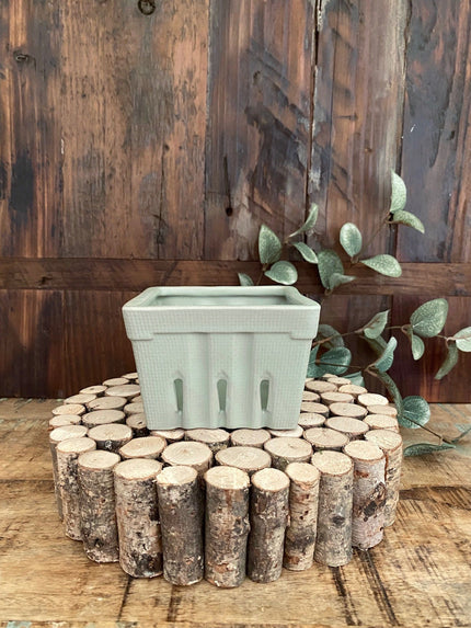 4 in. Matte Stoneware Berry Basket Bowl DarkSeaGreen 