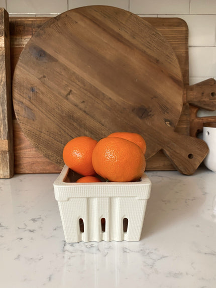 4 in. Stoneware Berry Basket Bowl Ivory 