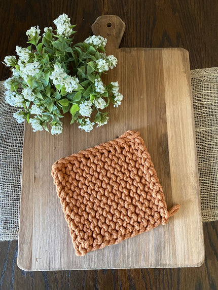 8 in. Square Crochet Potholder - Collection 12 Potholder DarkOrange 