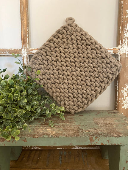 8 in. Square Crochet Potholder - Collection 12 Potholder LightGray 