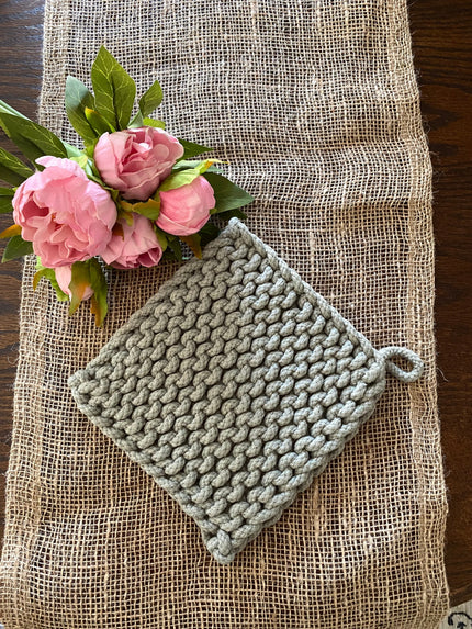 8 in. Square Crochet Potholder - Collection 12 Potholder LightSlateGray 