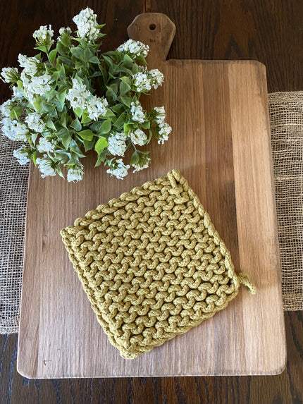 8 in. Square Crochet Potholder - Collection 12 Potholder Olive 
