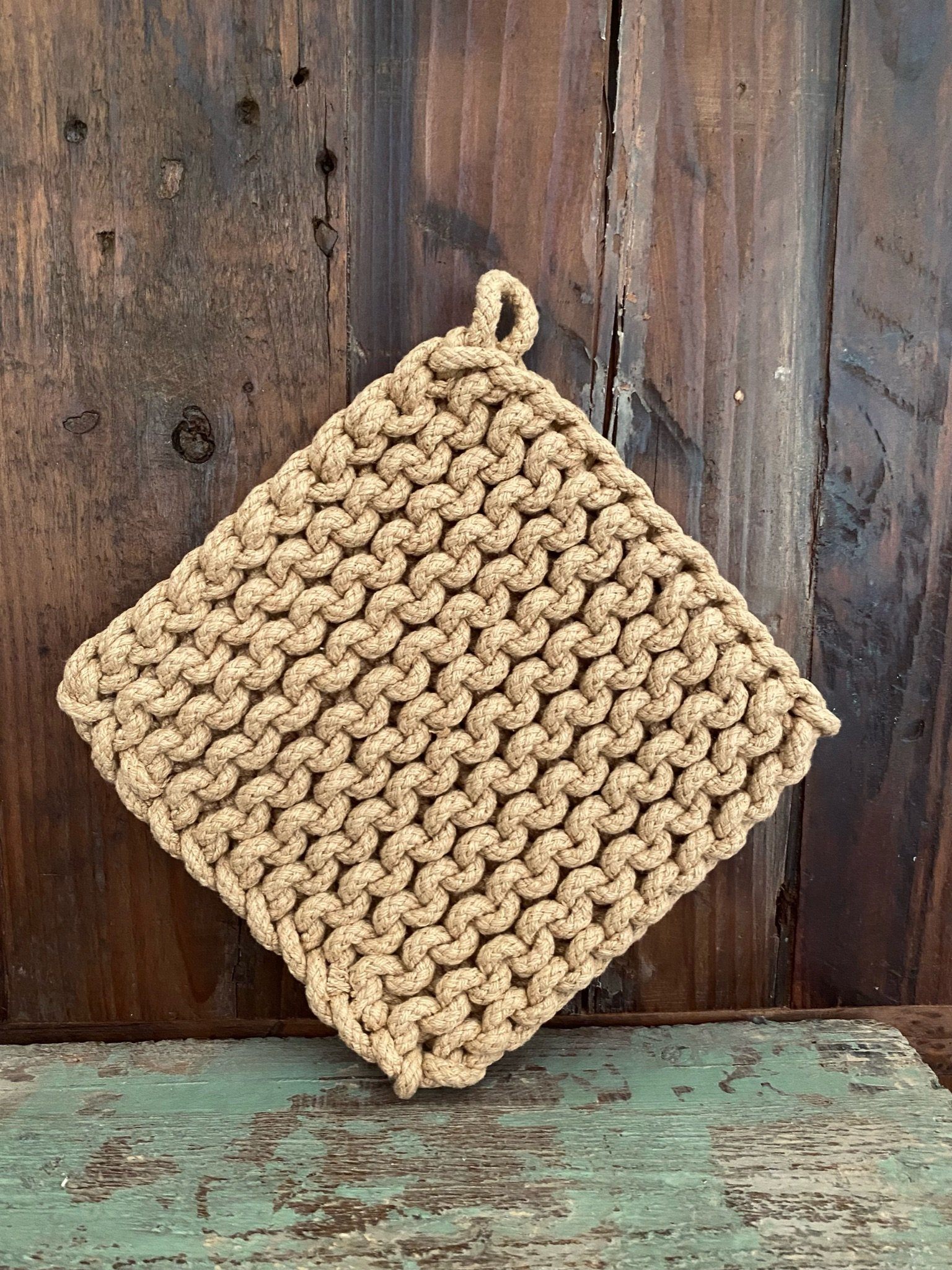 8 in. Square Crochet Potholder Potholder BurlyWood 