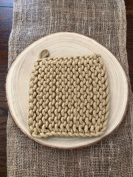 8 in. Square Crochet Potholder Potholder DarkKhaki 