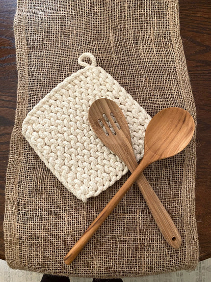 8 in. Square Crochet Potholder Potholder Ivory 