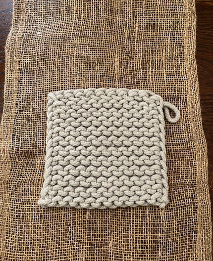 8 in. Square Crochet Potholder Potholder Silver 