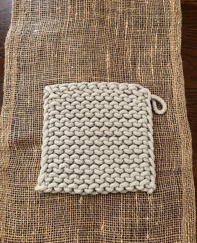 8 in. Square Crochet Potholder Potholder Silver 