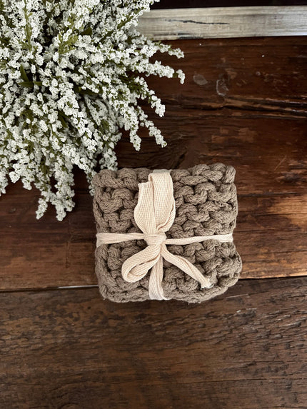 Crochet Coaster Set Coasters Gray 