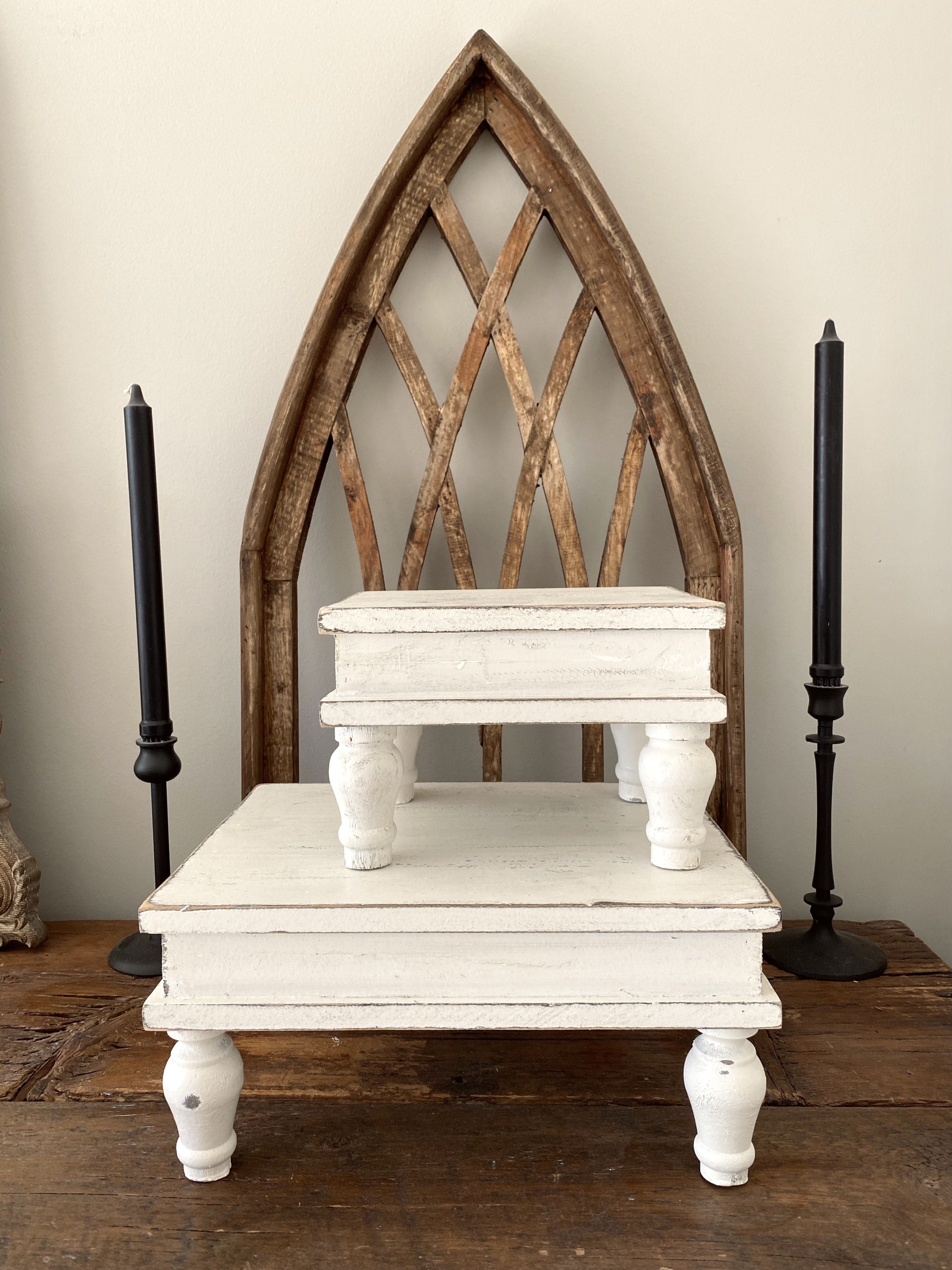 Distressed White Square Riser Riser 