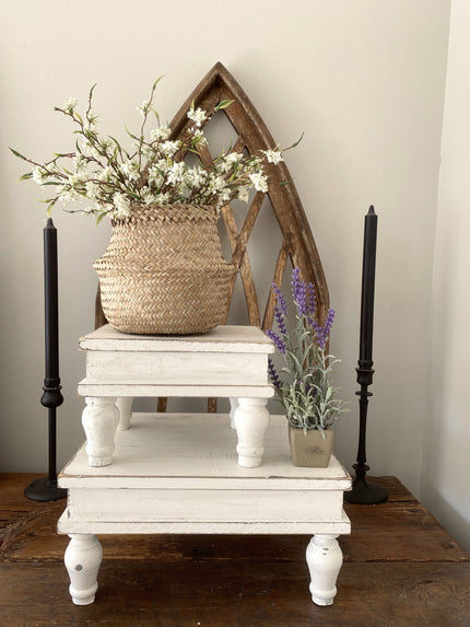 Distressed White Square Riser Riser 