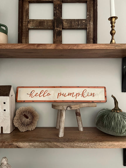 Metal Hello Pumpkin Sign Sign 