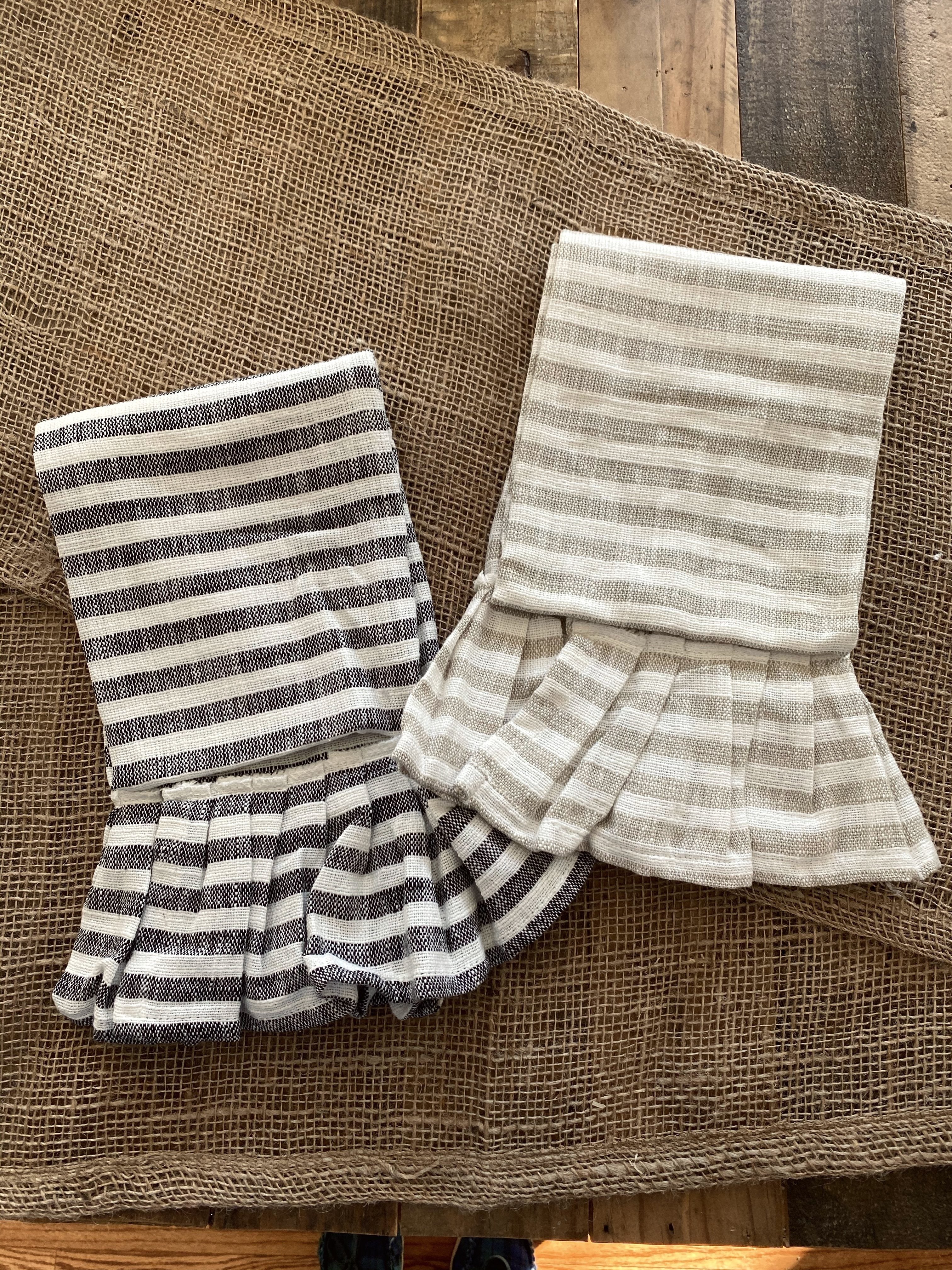 Ruffle Striped Tea Towel Set Kitchen Towel 