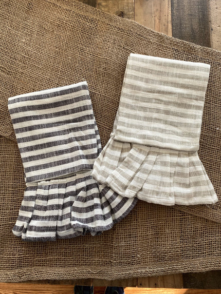 Ruffle Striped Tea Towel Set Kitchen Towel 