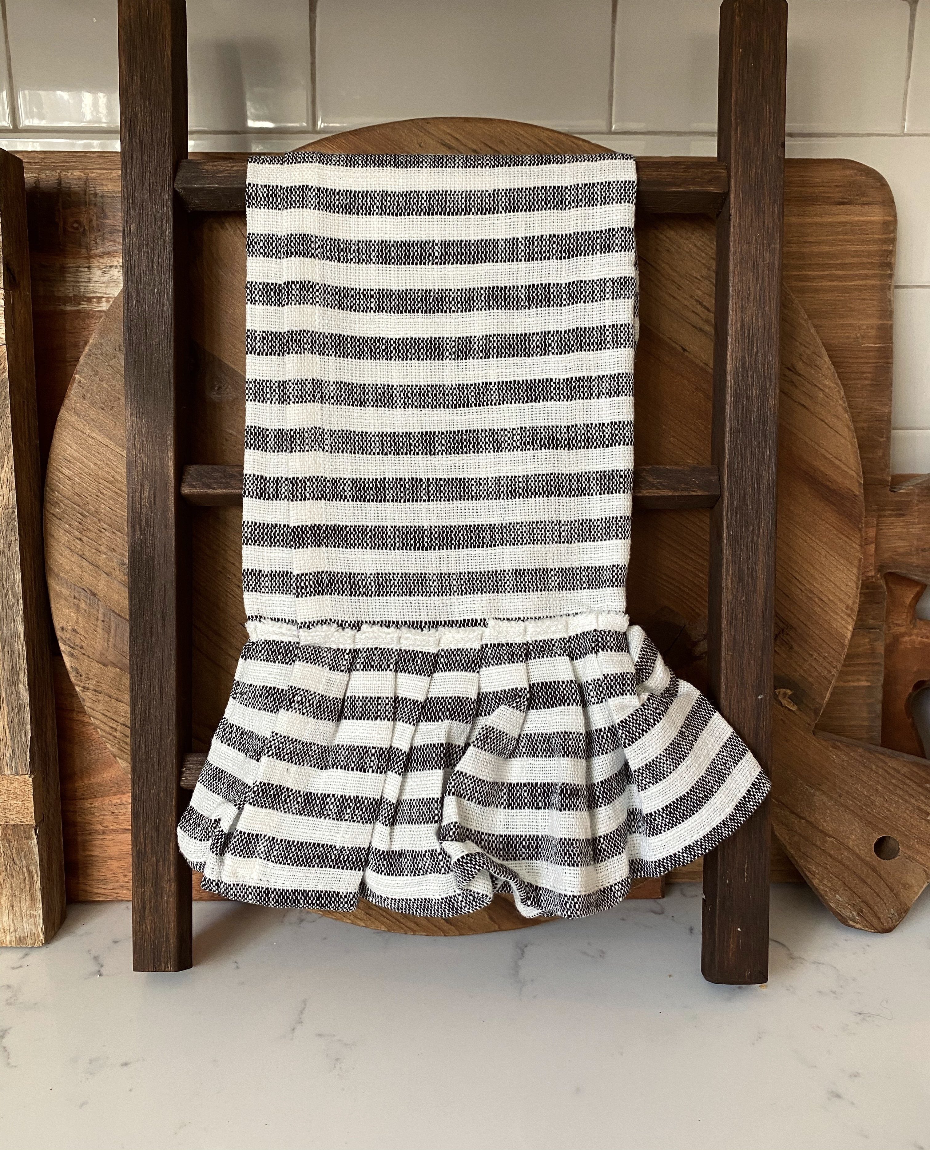 Ruffle Striped Tea Towel Set Kitchen Towel 