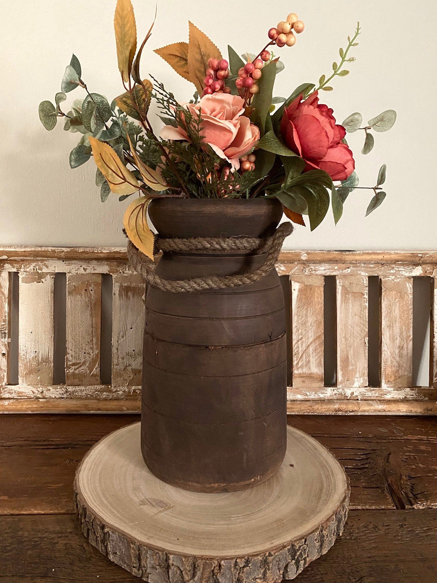 Decorative Vase Using Rope Rustic Decorative Wood Rope Vase – Homestead City Decor
