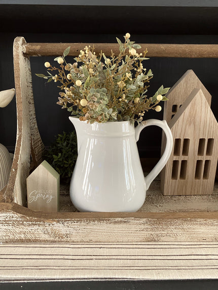 White Stoneware Pitcher Pitcher 