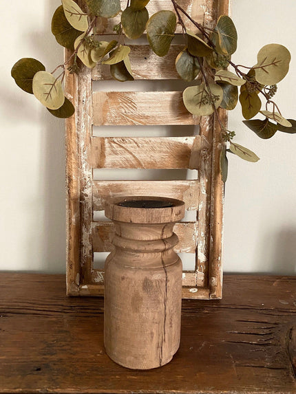 Wood Carved Pillar Candle Holder Candle Holder 
